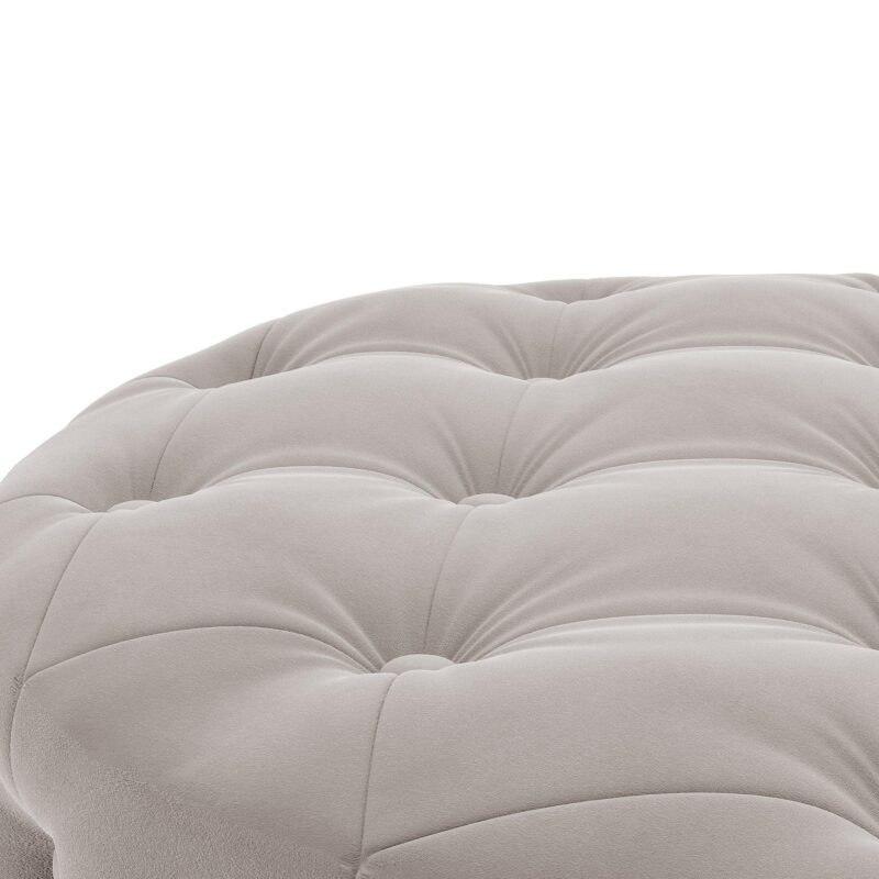 WIIS' IDEA™ Classic Button Tufted Velvet Round Ottoman - Beige