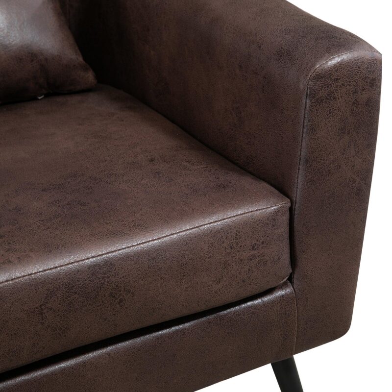 WIIS' IDEA™ Classical Accent Armchair With Black Metal Legs - Dark Brown