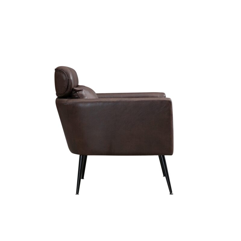 WIIS' IDEA™ Classical Accent Armchair With Black Metal Legs - Dark Brown