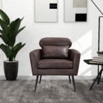 WIIS' IDEA™ Classical Accent Armchair With Black Metal Legs - Dark Brown