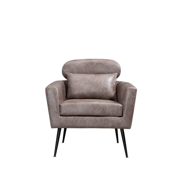 WIIS' IDEA™ Classical Accent Armchair With Black Metal Legs - Light Grey