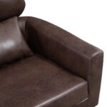 WIIS' IDEA™ Classical Small Loveseat Sofa Couch With 2 Throw Pillows Black Metal Legs - Dark Brown