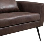 WIIS' IDEA™ Classical Small Loveseat Sofa Couch With 2 Throw Pillows Black Metal Legs - Dark Brown