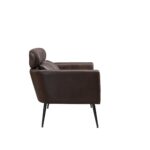 WIIS' IDEA™ Classical Small Loveseat Sofa Couch With 2 Throw Pillows Black Metal Legs - Dark Brown