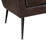 WIIS' IDEA™ Classical Small Loveseat Sofa Couch With 2 Throw Pillows Black Metal Legs - Dark Brown