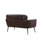 WIIS' IDEA™ Classical Small Loveseat Sofa Couch With 2 Throw Pillows Black Metal Legs - Dark Brown