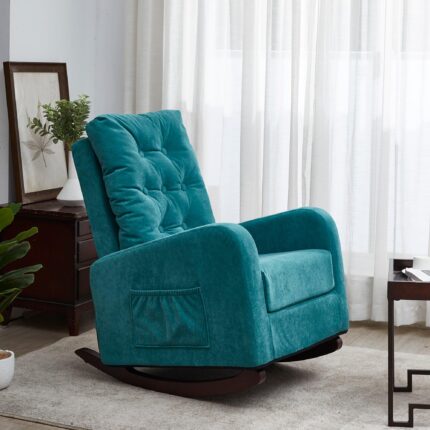 WIIS' IDEA™ Comfortable Fabric TV Armchair Sofa With High Back - Antique Green