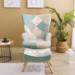 WIIS' IDEA™ Comfortable Side Armchair Sofa With Ottoman - Blue