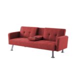 WIIS' IDEA™ Convertible Fabric Folding Sleeper Sofa With Armrest - Red