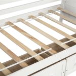 WIIS' IDEA™ Lovesteat Wooden Sofa Bed with 2 Drawers - White