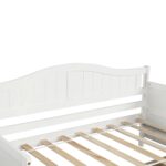 WIIS' IDEA™ Lovesteat Wooden Sofa Bed with 2 Drawers - White