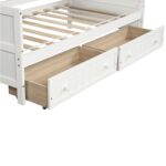 WIIS' IDEA™ Lovesteat Wooden Sofa Bed with 2 Drawers - White