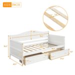 WIIS' IDEA™ Lovesteat Wooden Sofa Bed with 2 Drawers - White