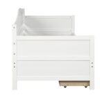 WIIS' IDEA™ Lovesteat Wooden Sofa Bed with 2 Drawers - White