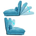 WIIS' IDEA™ Double Floor Chaise Lounge Sofa With Two Pillows - Blue