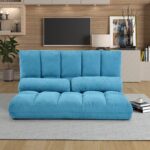 WIIS' IDEA™ Double Floor Chaise Lounge Sofa With Two Pillows - Blue