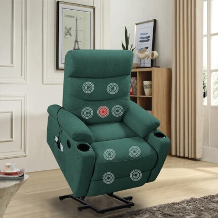 WIIS' IDEA™ Electric Power Lift Recliner Armchair Sofa With Massage And Heat - Green