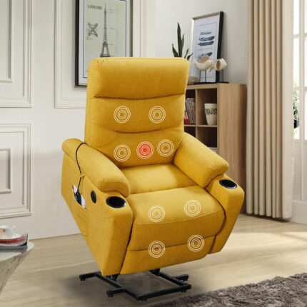 WIIS' IDEA™ Electric Power Lift Recliner Armchair Sofa With Massage And Heat - Yellow