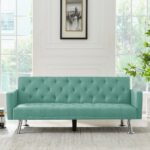 WIIS' IDEA™ Fabric Convertible Folding Sleeper Sofa For Living Room - Green