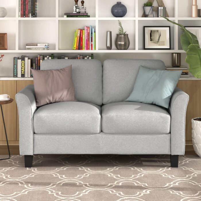 WIIS' IDEA™ Fabric Loveseat Sofa For Living Room - Light Grey