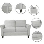 WIIS' IDEA™ Fabric Loveseat Sofa For Living Room - Light Grey