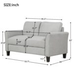 WIIS' IDEA™ Fabric Loveseat Sofa For Living Room - Light Grey