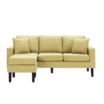 WIIS' IDEA™ Fabric Sectional Sofa With 2 Pillows And Removable Ottoman - Yellow