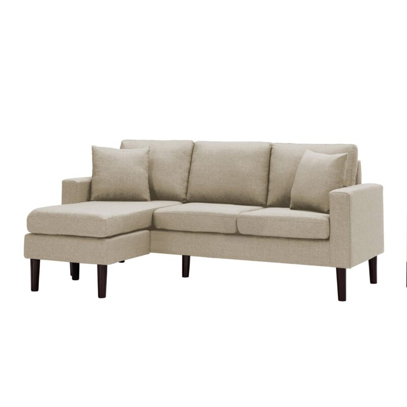 WIIS' IDEA™ Fabric Sectional Sofa With 2 Pillows - Beige