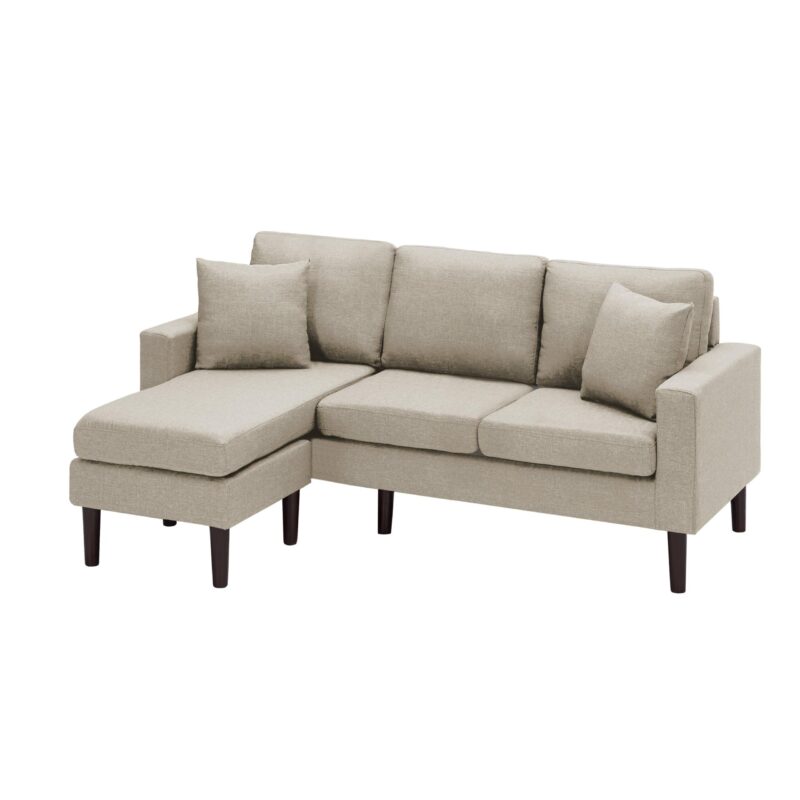 WIIS' IDEA™ Fabric Sectional Sofa With 2 Pillows - Beige