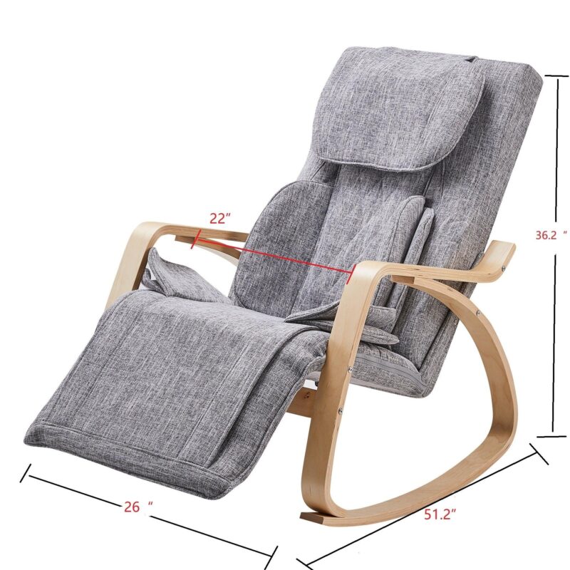 WIIS' IDEA™ Full Massage Function Relax Rocking Armchair With Cotton Fabric Cushion - Grey