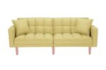 WIIS' IDEA™ Futon Fabric Sleeper Sofa With 2 Pillows - Yellow