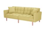 WIIS' IDEA™ Futon Fabric Sleeper Sofa With 2 Pillows - Yellow