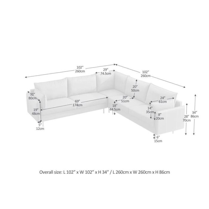 WIIS' IDEA™ L-shaped Corner Sectional Technical Leather Sofa - Orange - WIIS' IDEA™ | Original Furniture Online Store