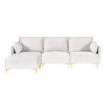 WIIS' IDEA™ L-Shaped Fabric Sectional Sofa With USB - Beige