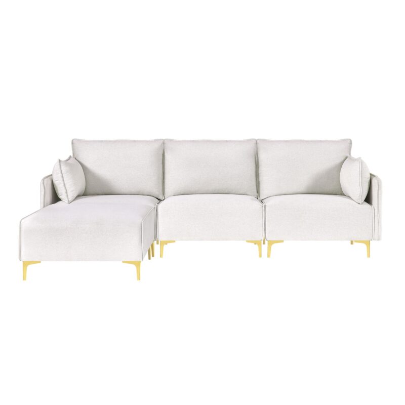 WIIS' IDEA™ L-Shaped Fabric Sectional Sofa With USB - Beige