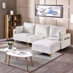 WIIS' IDEA™ L-Shaped Fabric Sectional Sofa With USB - Beige.