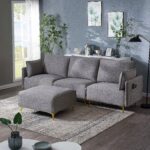 WIIS' IDEA™ L-Shaped  Fabric Sectional Sofa With USB - Grey