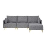 WIIS' IDEA™ L-Shaped  Fabric Sectional Sofa With USB - Grey