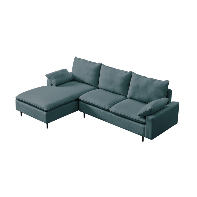 WIIS' IDEA™ L-Shaped Linen Fabric Sectional Sofa With Right Chaise - Emerald - WIIS' IDEA™ | Original Furniture Online Store