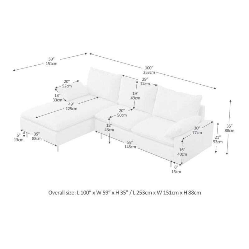 WIIS' IDEA™ L-Shaped Linen Fabric Sectional Sofa With Right Chaise - Emerald - WIIS' IDEA™ | Original Furniture Online Store