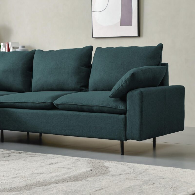 WIIS' IDEA™ L-Shaped Linen Fabric Sectional Sofa With Right Chaise - Emerald - WIIS' IDEA™ | Original Furniture Online Store