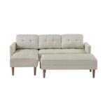 WIIS' IDEA™ L-shaped Sectional Sofa With Ottoman Bench -  Beige