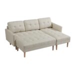 WIIS' IDEA™ L-shaped Sectional Sofa With Ottoman Bench -  Beige