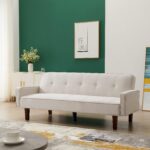 WIIS' IDEA™ Linen Sofa Bed For Living Room - White