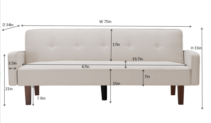 WIIS' IDEA™ Linen Sofa Bed For Living Room - White