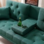 WIIS' IDEA™ Linen Sofa Bed With Square Armrests - Dark Green