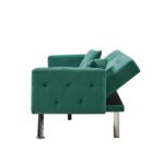 WIIS' IDEA™ Linen Sofa Bed With Square Armrests - Dark Green