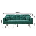 WIIS' IDEA™ Linen Sofa Bed With Square Armrests - Dark Green