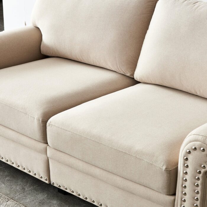 WIIS' IDEA™ Living Room Fabric Loveseat Sofa - Beige