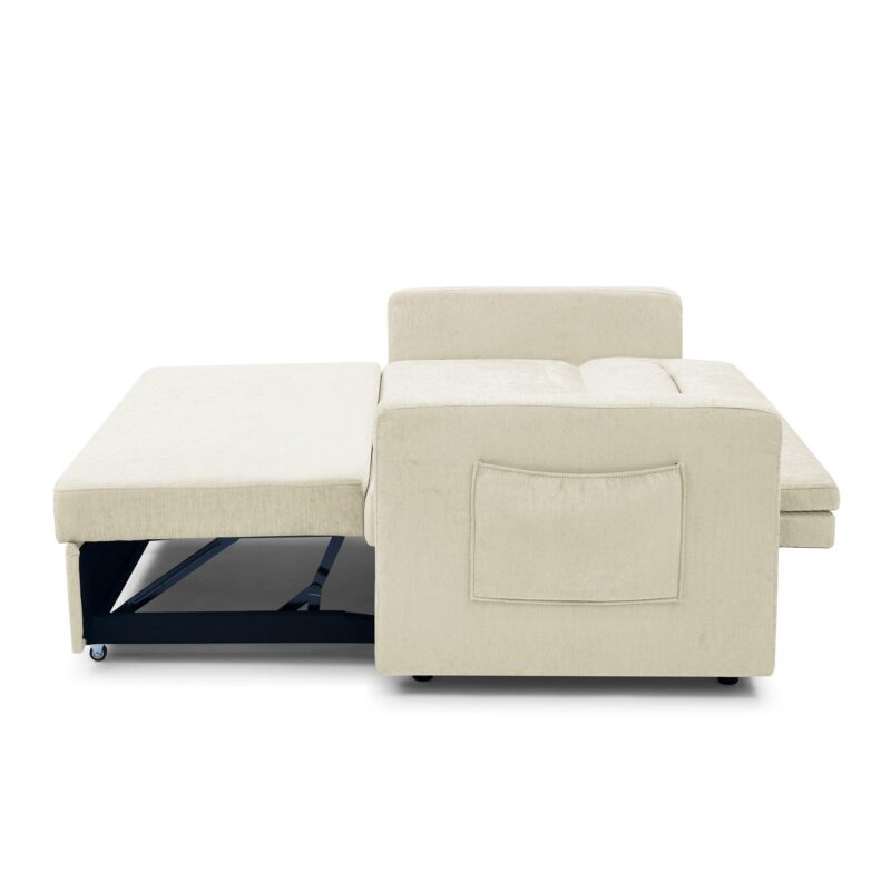 WIIS' IDEA™ Loveseat Sleeper Sofa Bed With Pull-out Bed And Adjsutable Back - Beige